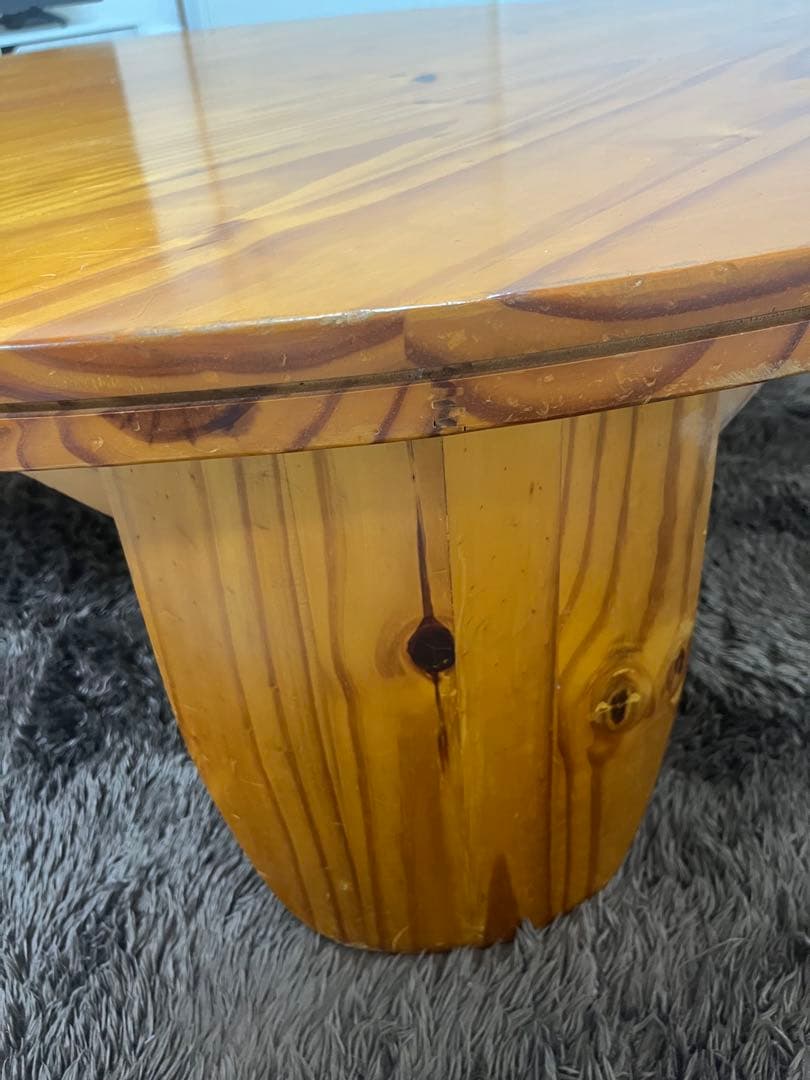 円形　大きめ　大きい　ちゃぶ台　テーブル　木製座卓 ナチュラルウッド