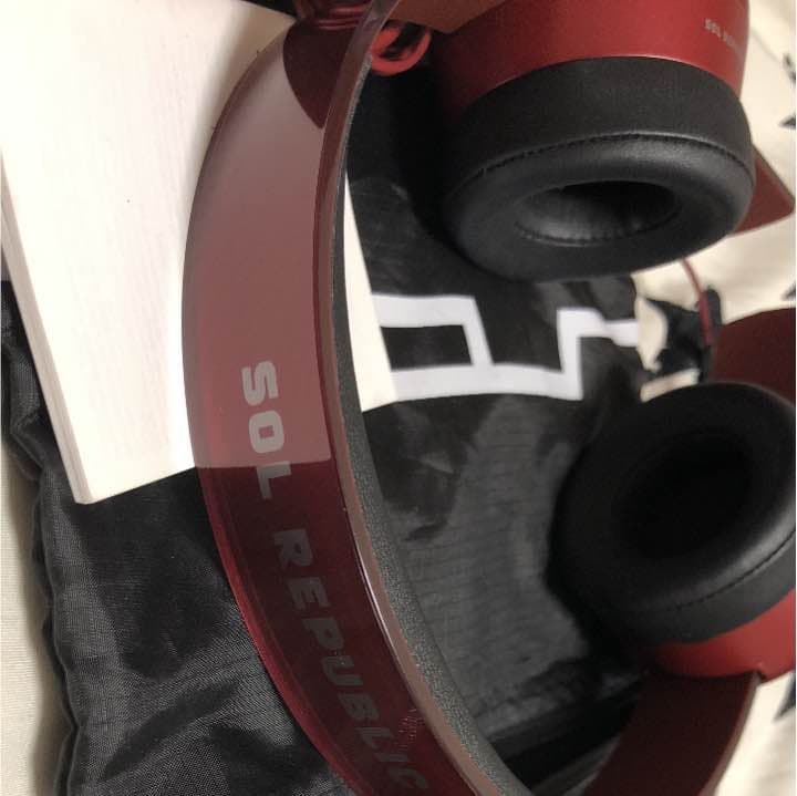 ［マイク付］ヘッドホンSOL-TRACKS-HD2RED　1.3mコード