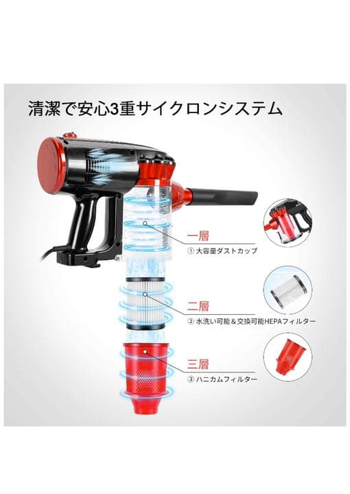 掃除機 17000Pa 600W MooSoo 最強吸引力 コード式 超軽量