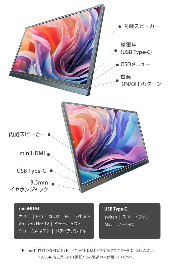 モバイルモニター フルHD 15.6インチ WT-156H2-BS