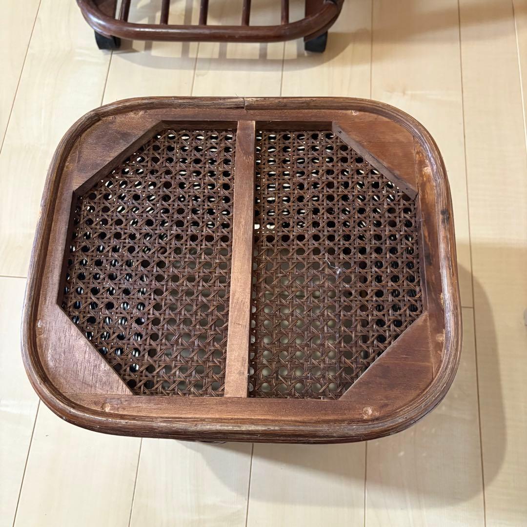 ラタン 籐製 ランドリーバスケット ラック ワゴン 収納