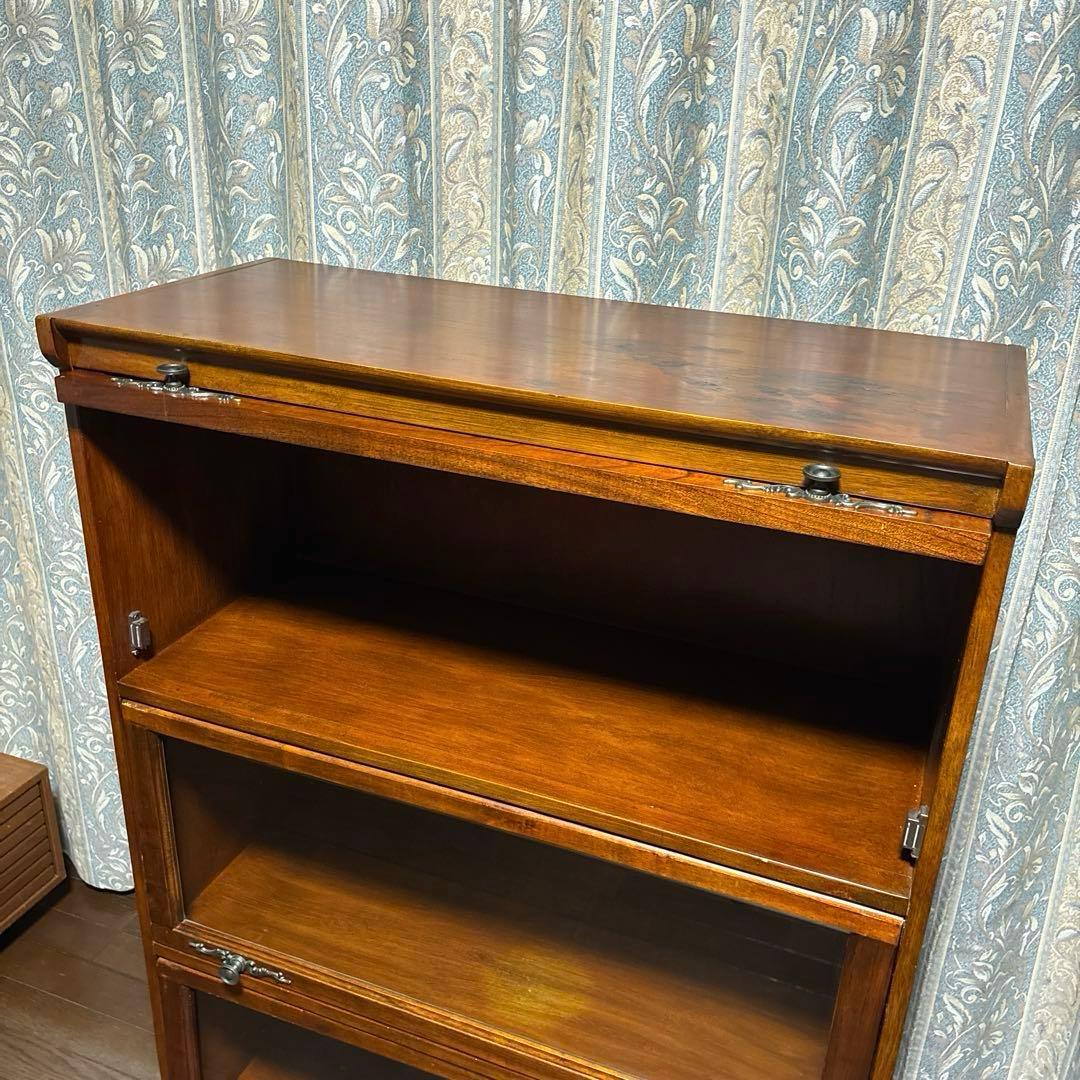 【良品】アンティーク ガラス棚 ブックケース フラップ式扉