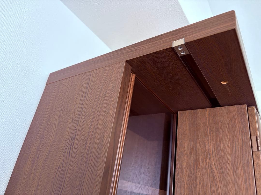 美品　木製ブラウン　スライド本棚 ガラス扉付き　日本製