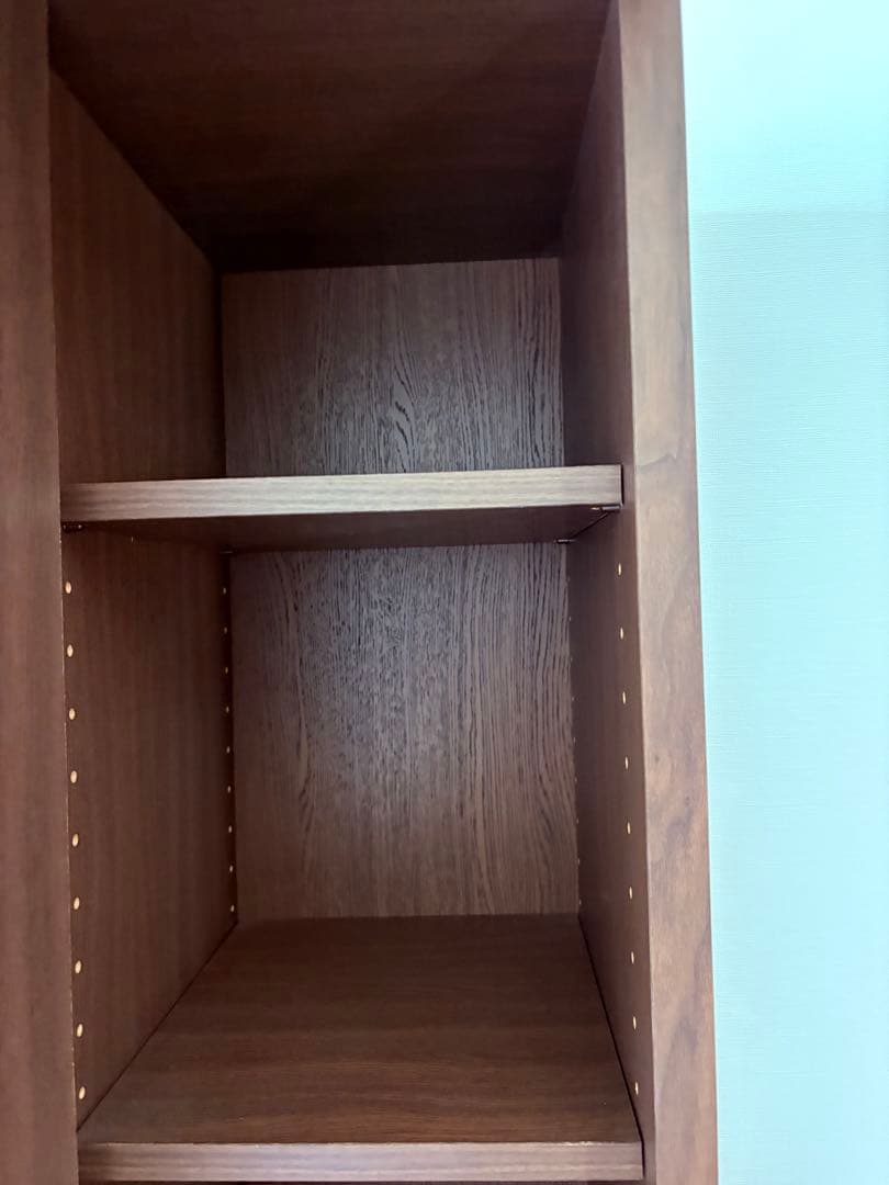 美品　木製ブラウン　スライド本棚 ガラス扉付き　日本製