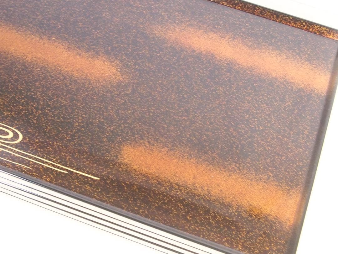 【良品】輪島塗 長手脇引膳 5客 梨地霞/波蒔絵 卓上膳/懐石膳/会席膳 漆器