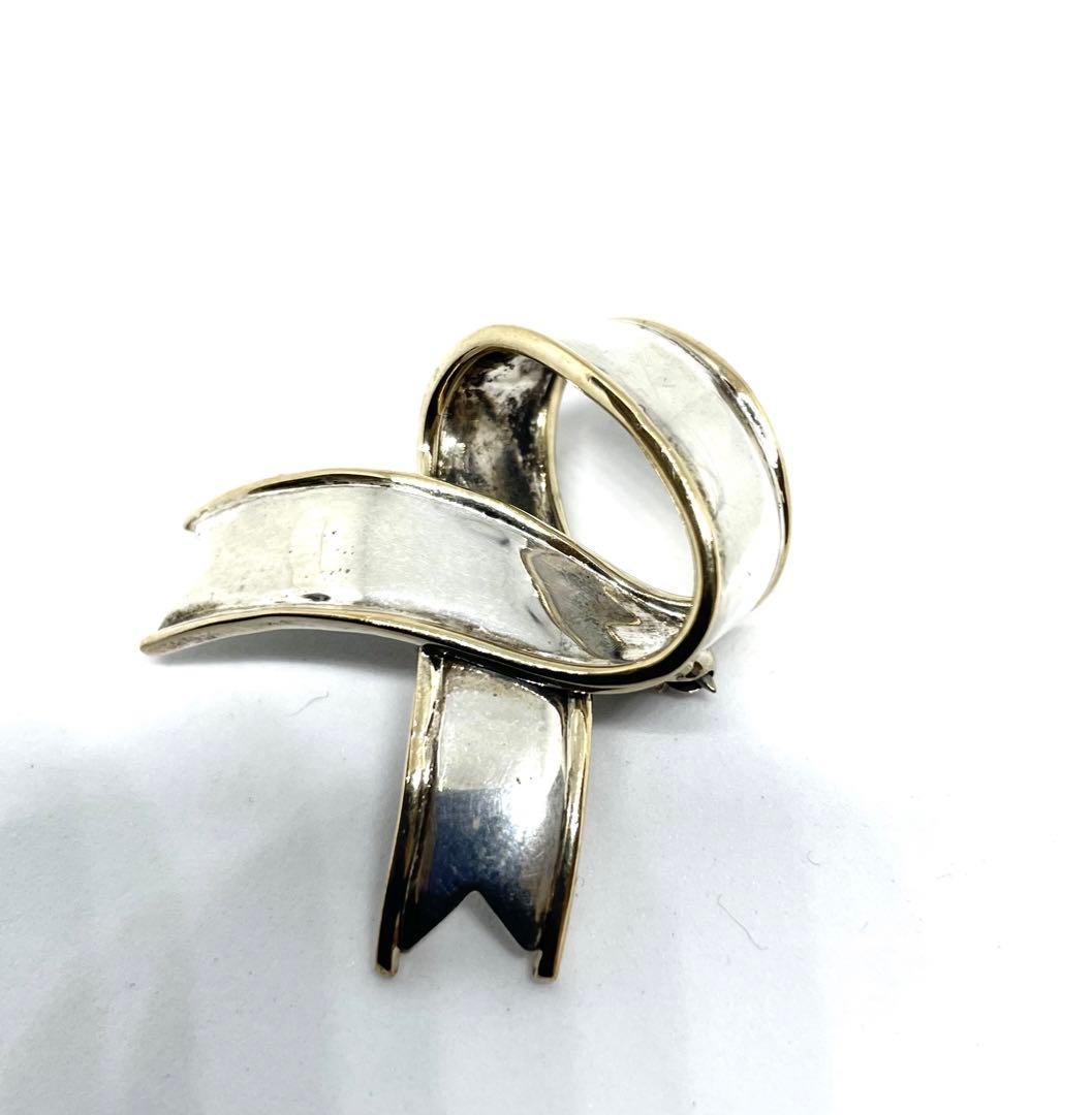 ティファニー　リボンブローチ　SV925 K18 750YG シルバー　ゴールド