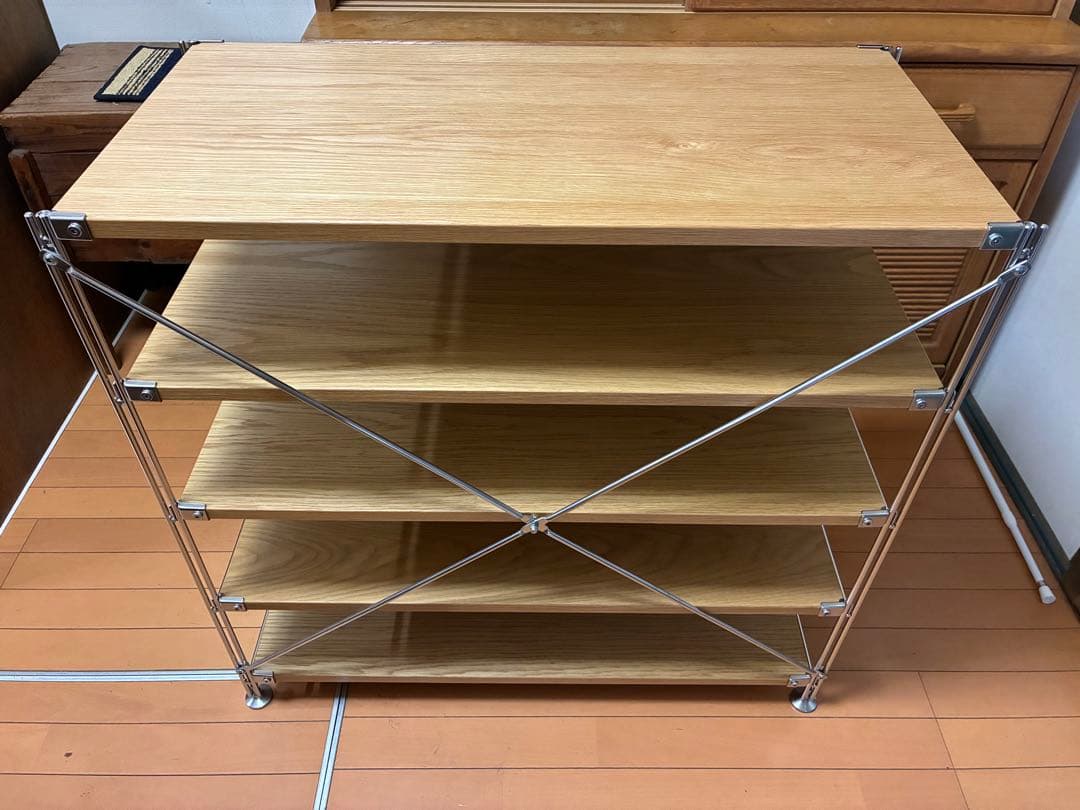 無印良品　ステンレスユニットシェルフ　オーク材　ワイド　小　追加棚2枚