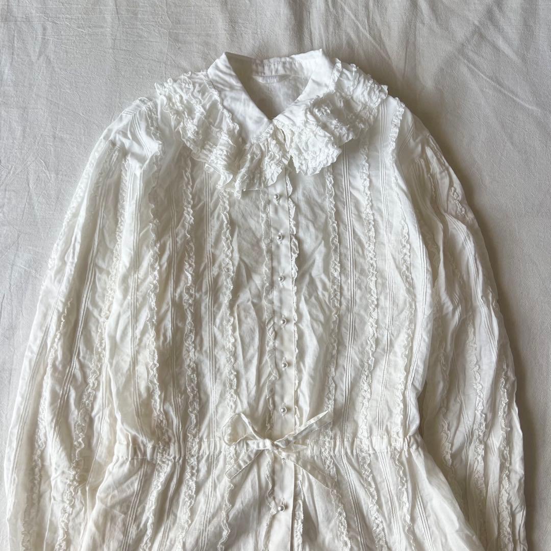 【高級】PINK HOUSE ピンクハウス フリル シャツ デザイン◎ ホワイト