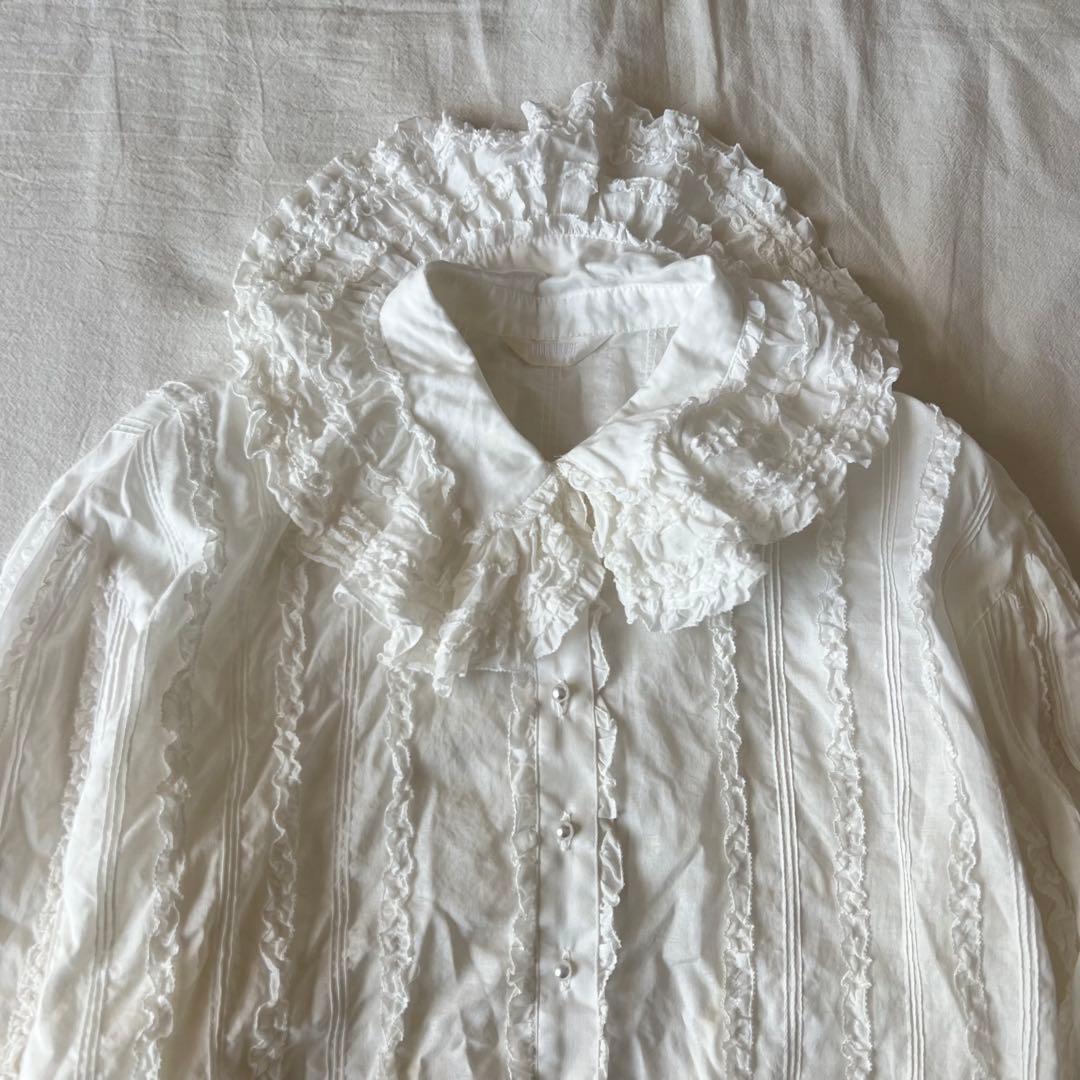 【高級】PINK HOUSE ピンクハウス フリル シャツ デザイン◎ ホワイト