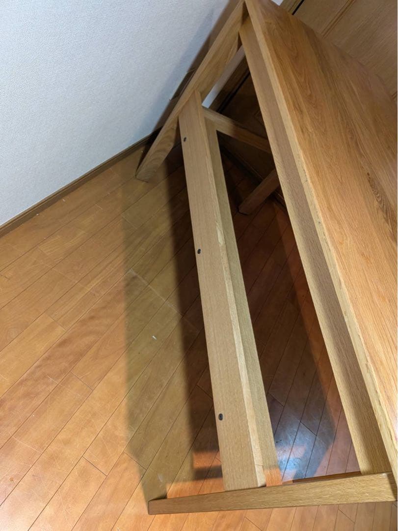 ■送料込■無印 オーク無垢材デスク 引出足元棚付 学習机 事務テーブルMUJI