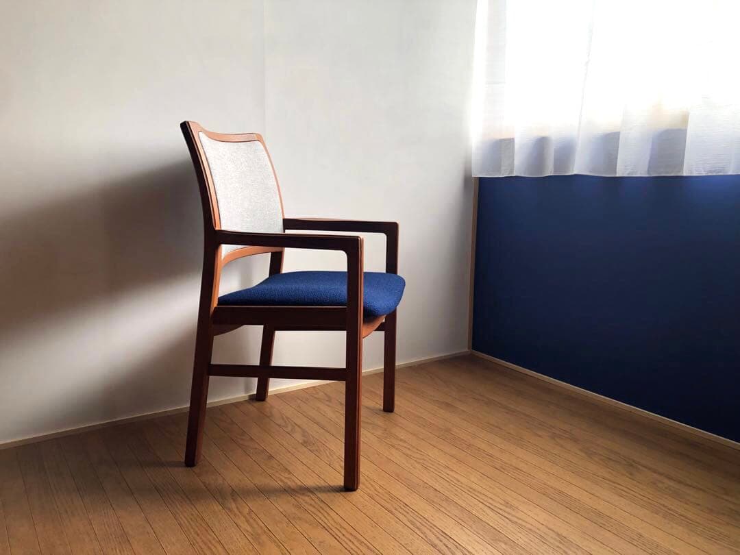 日田工芸 チーク無垢材 アームチェア② 生地新調 ダイニング デスクチェア 工芸