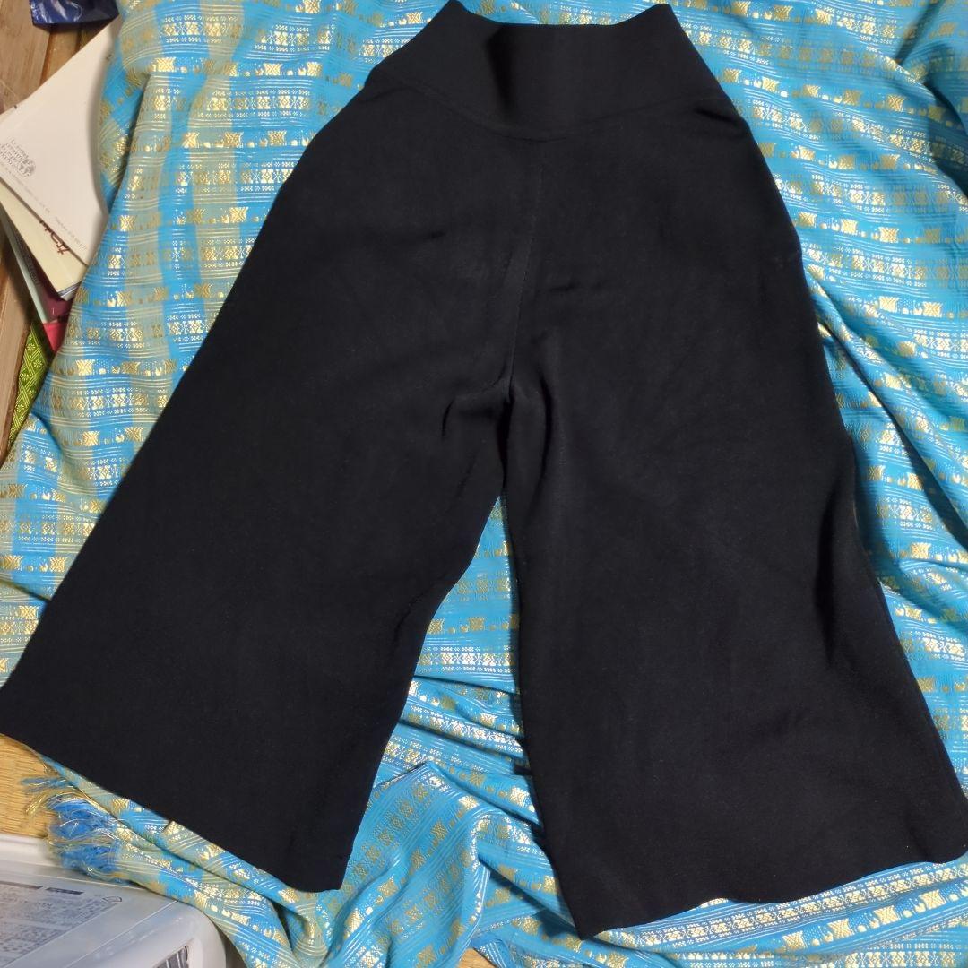 FOXEY フォクシー ニットパンツ ウール 黒 ワイド ガウチョ 38 M
