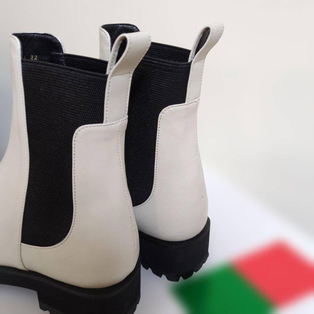 銀座カネマツ　雨晴兼用ホワイト サイドゴアブーツ　新品未使用22cm