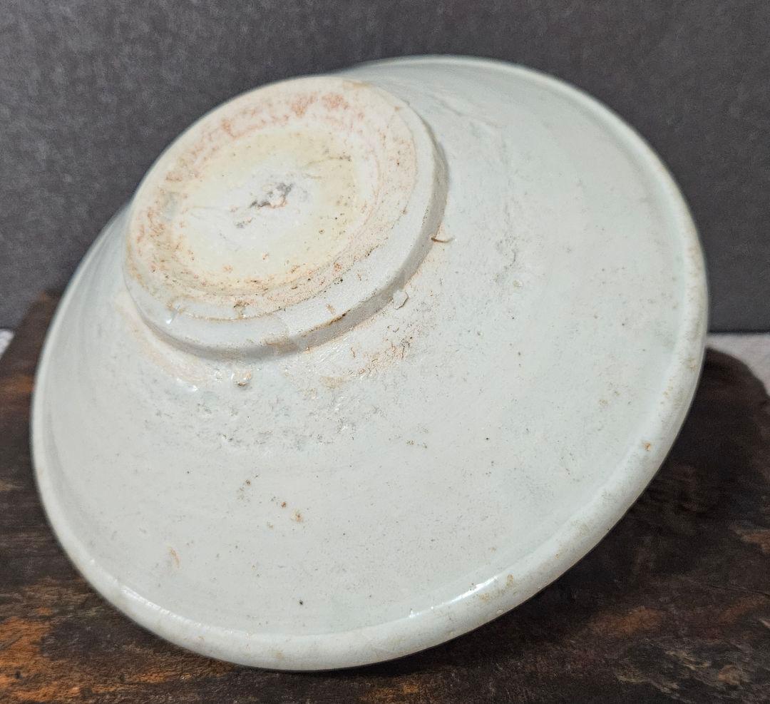 李氏朝鮮時代　半島古陶磁器　半島古美術 李朝白磁　平茶碗　夏茶碗　約16.1cm