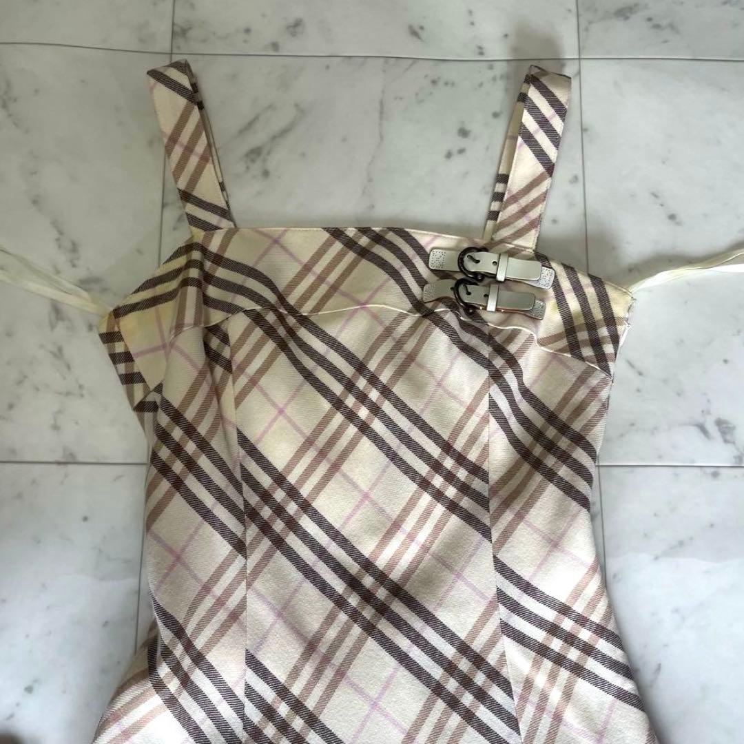 Burberrバーバリー　キャミソール　ノバチェック　ベルト　プリーツ　Aライン