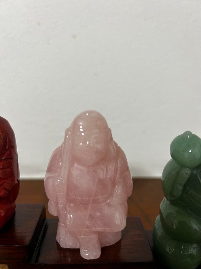 昆*庚様 七福神 天然石置物7体セット　超美品