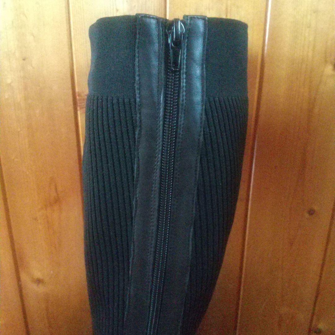 あしながおじさん伸縮性があって履きやすい厚底ソックスロングブーツ 23.5