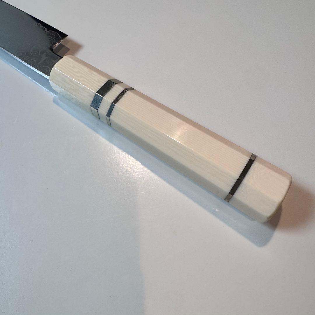240mm 切付柳刃包丁 ダマスカス　人工象牙八角柄 和包丁