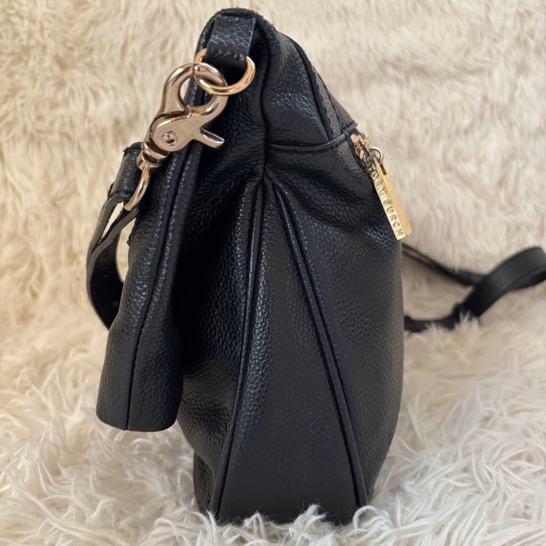 ✨トリーバーチ　デカロゴ　ショルダーバッグ　フラップ　レザー　本革　ブラック