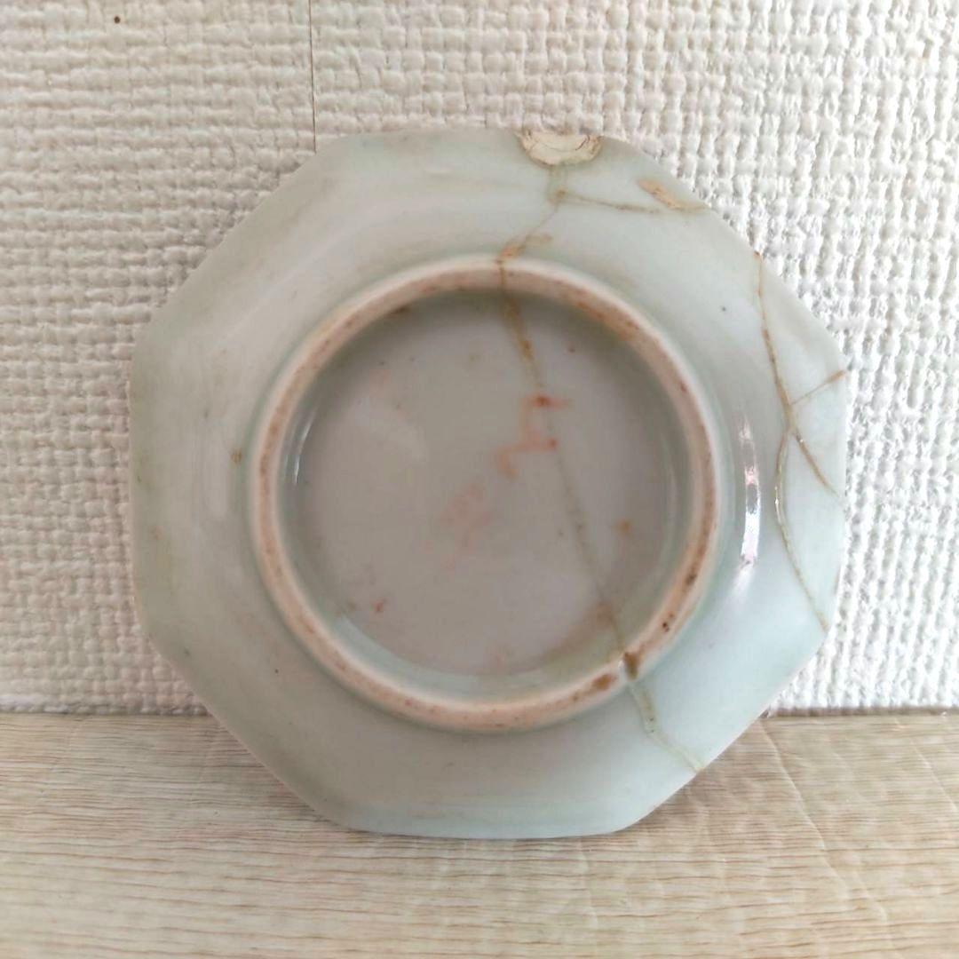 お値下げしました、三枚組　古伊万里　色絵　紅毛人　南蛮人　八角豆皿　②