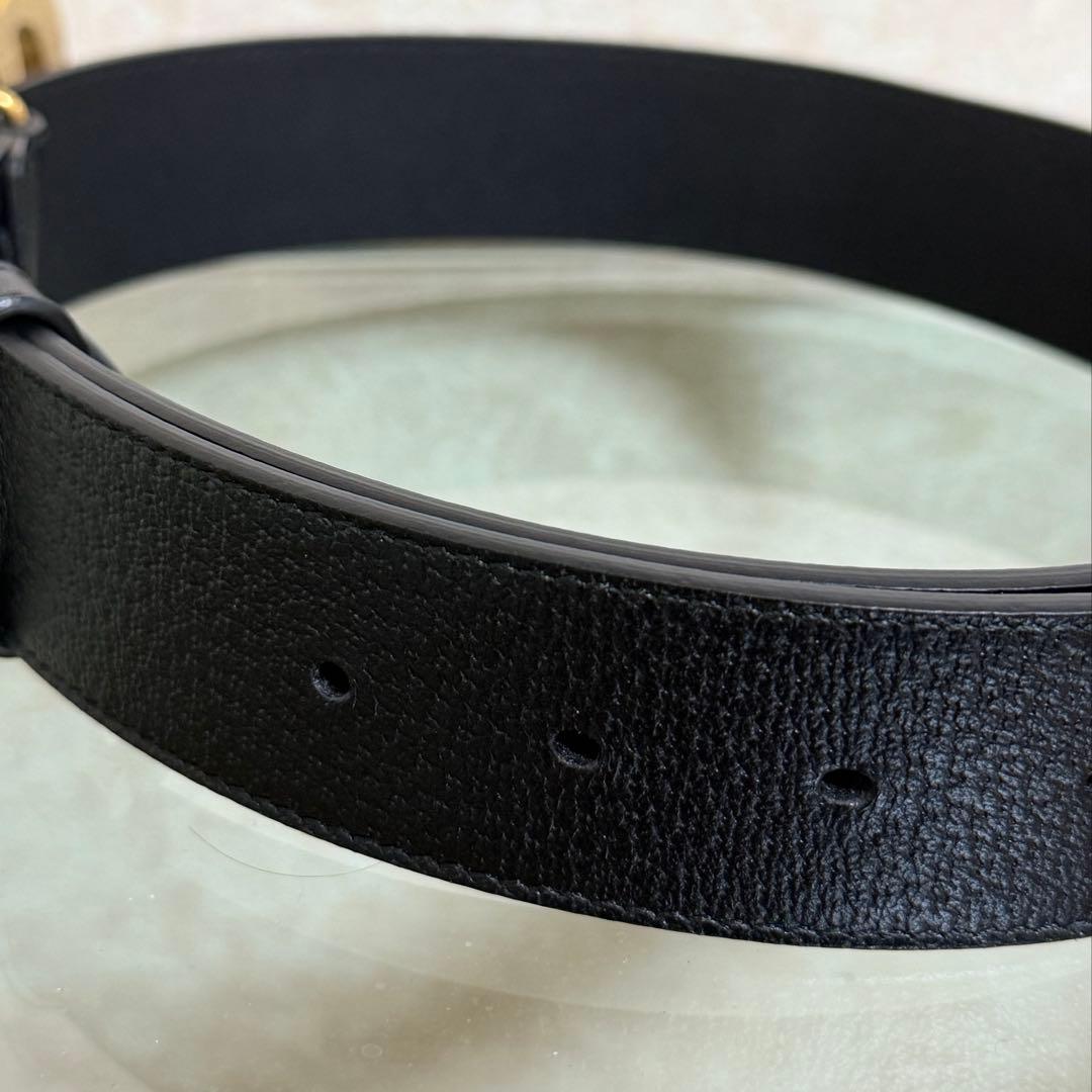 【Gucci/グッチ】箱&ポーチ付き ダブルG スリムベルト ゴールド レザー