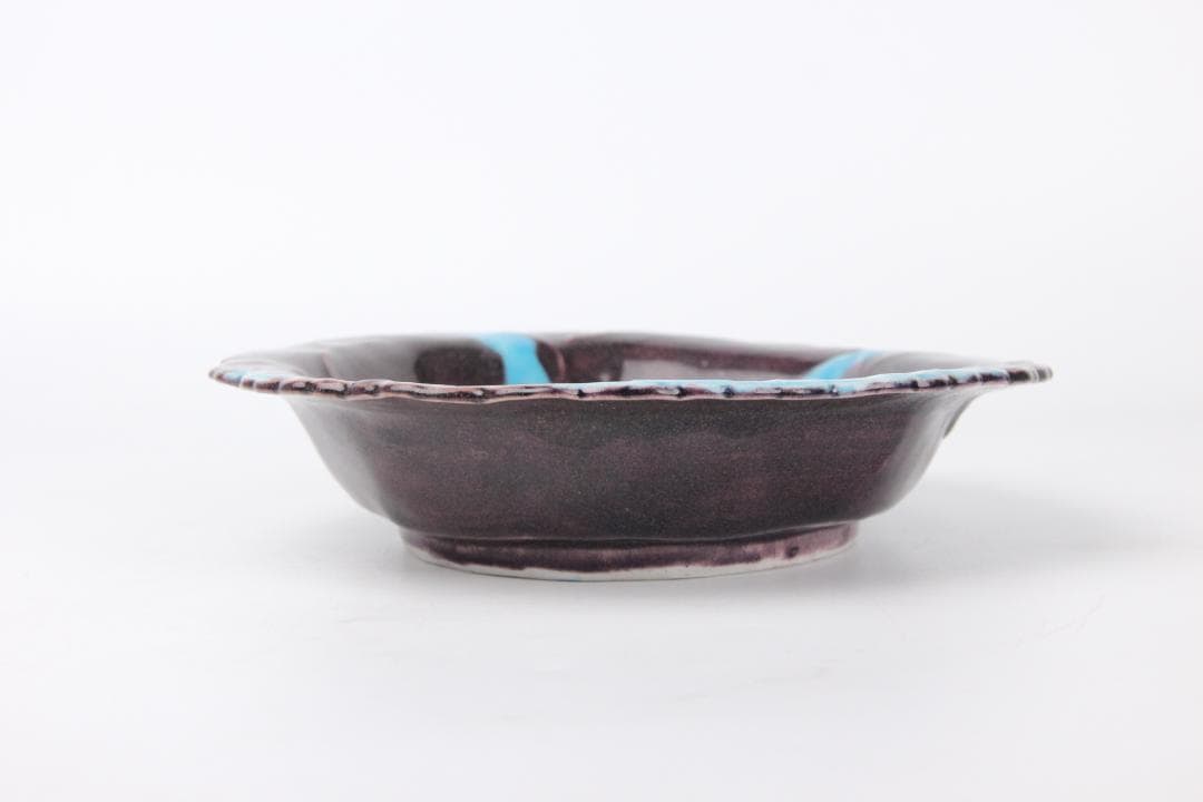 紀州 御庭焼 三楽園製 交趾　二彩　花模様　箱付 EM3-2