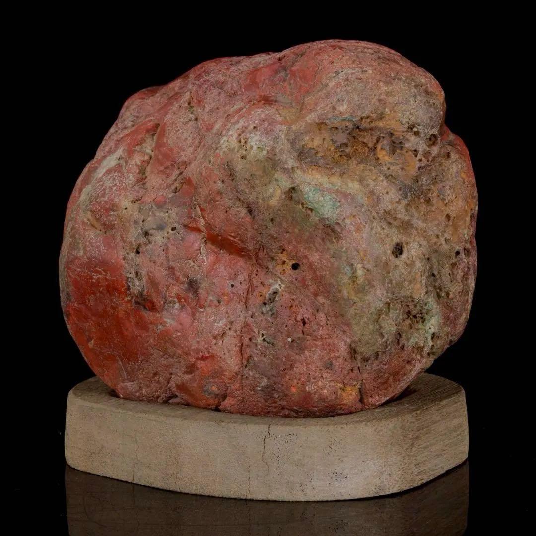 佐渡 赤玉石 赤石 碧玉 台座付 1.6kg 水石 鑑賞石 天然石 盆石 飾石