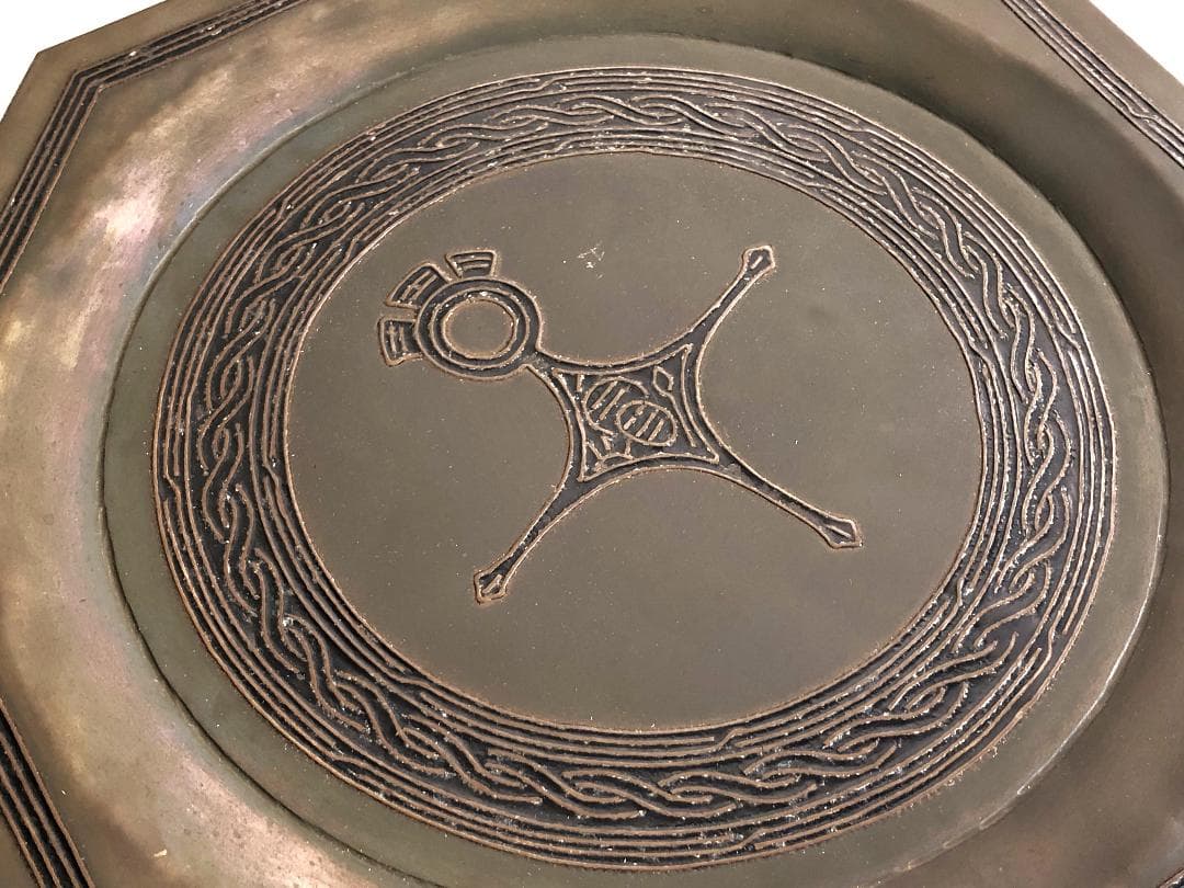 【 アガデスクロス八角飾皿 】　トゥアレグクロス彫金壁掛　アルジェリア骨董　僅少