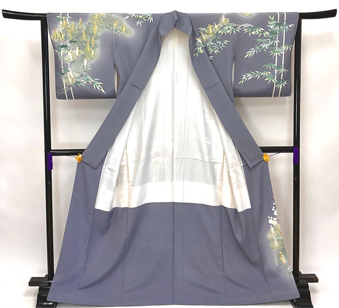 ヨシシ様おまとめグレー地に松竹梅が凛として佇む作家もの訪問着&三人童子名古屋帯