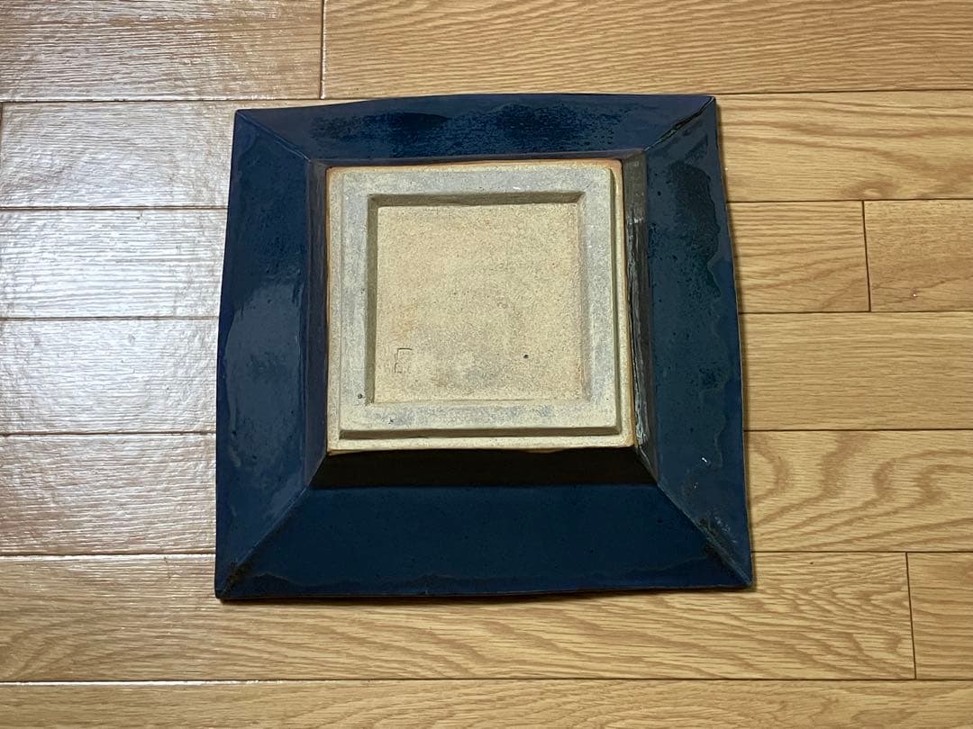 (未使用)白石篤 多彩幾何文糠白釉飾皿 益子焼 陶器 飾皿 置物 陶芸