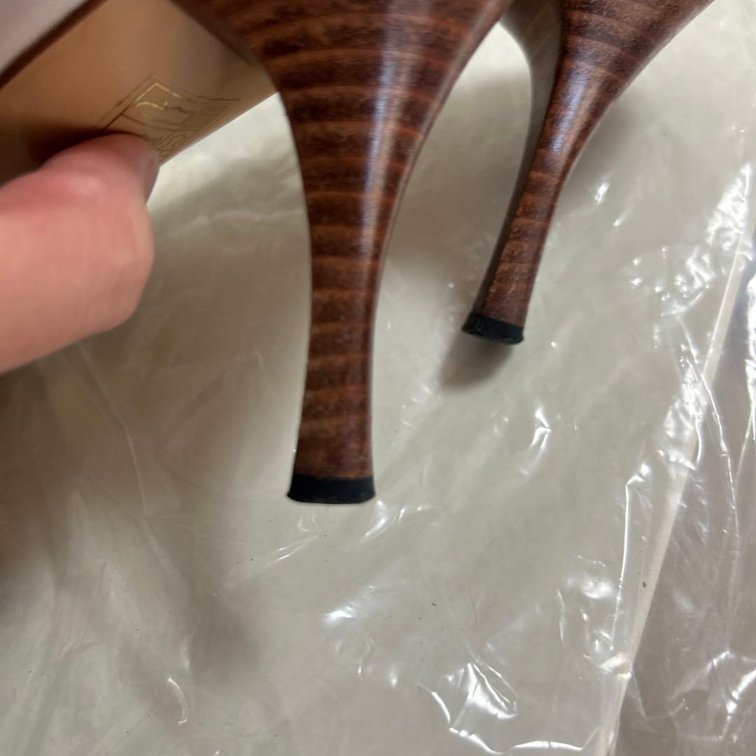 【GUCCI 】チェーン装飾 ミュール ベージュ 24センチ