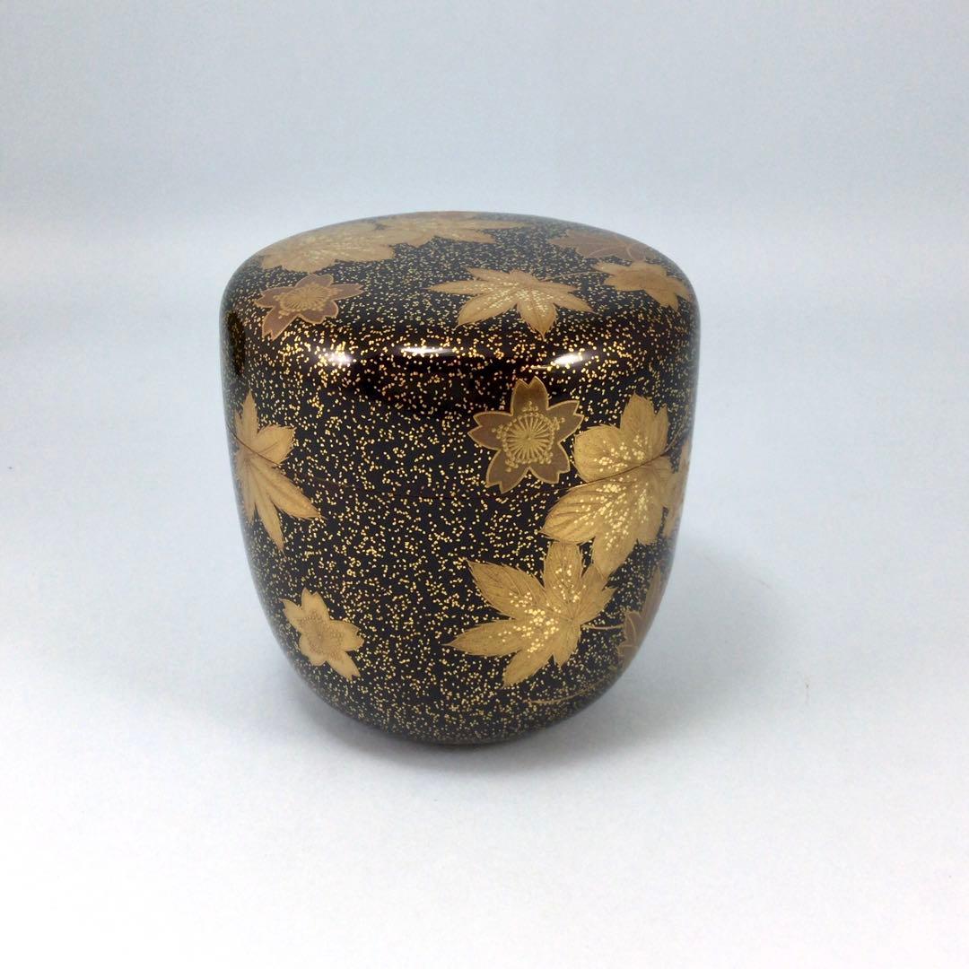 二代西村松逸　雲錦蒔絵棗　金沢の蒔絵師の薄茶器　茶道具