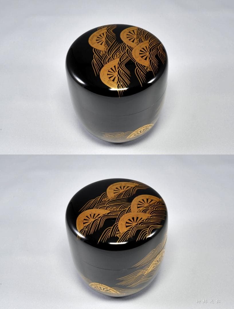 中村宗尹 片輪車蒔絵 大棗 内銀溜 共箱 茶道具