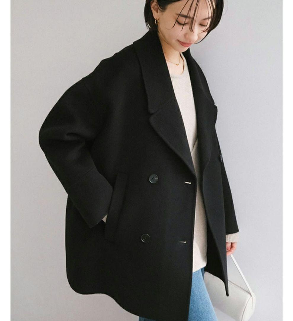 evernavy エバーネイビー リバー ピーコート　ブラック　M ウールコート