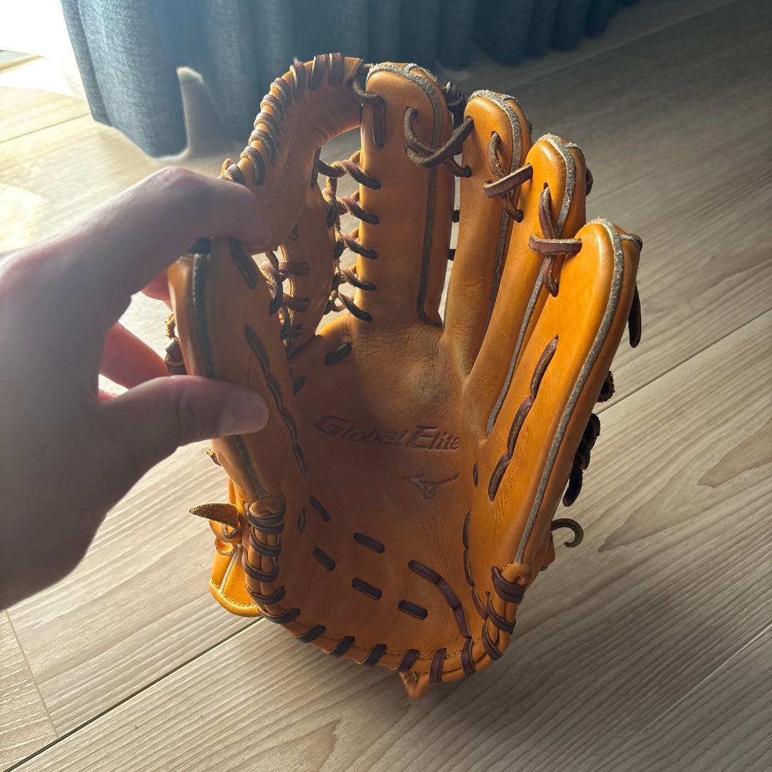 ミズノ 軟式　外野用グローブ オレンジ