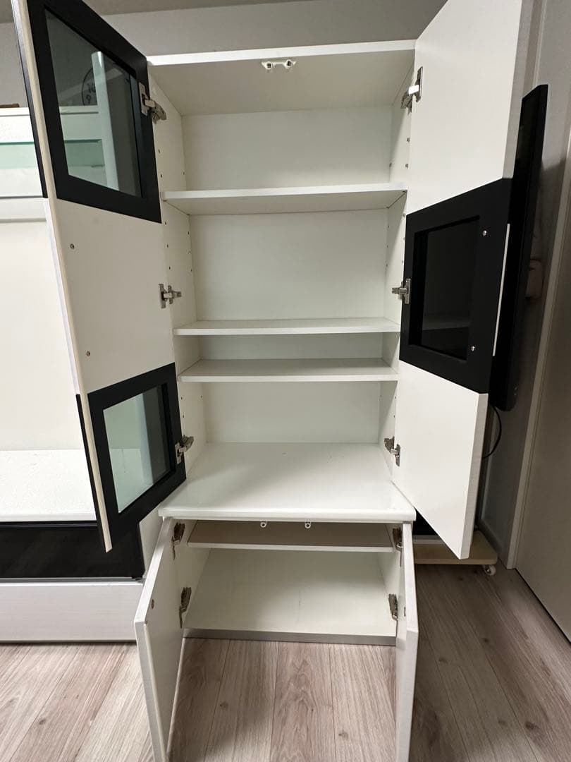 大型モダン ホワイト テレビ台 収納付き