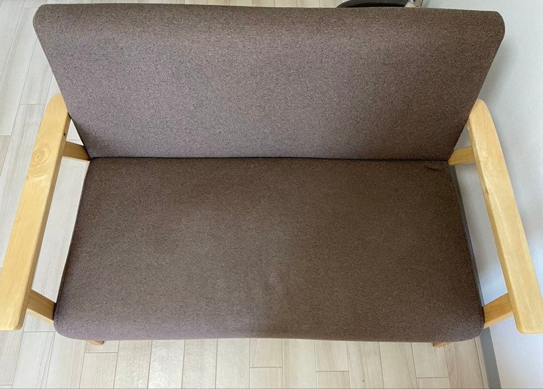 ブラウンファブリック 2人掛けソファ