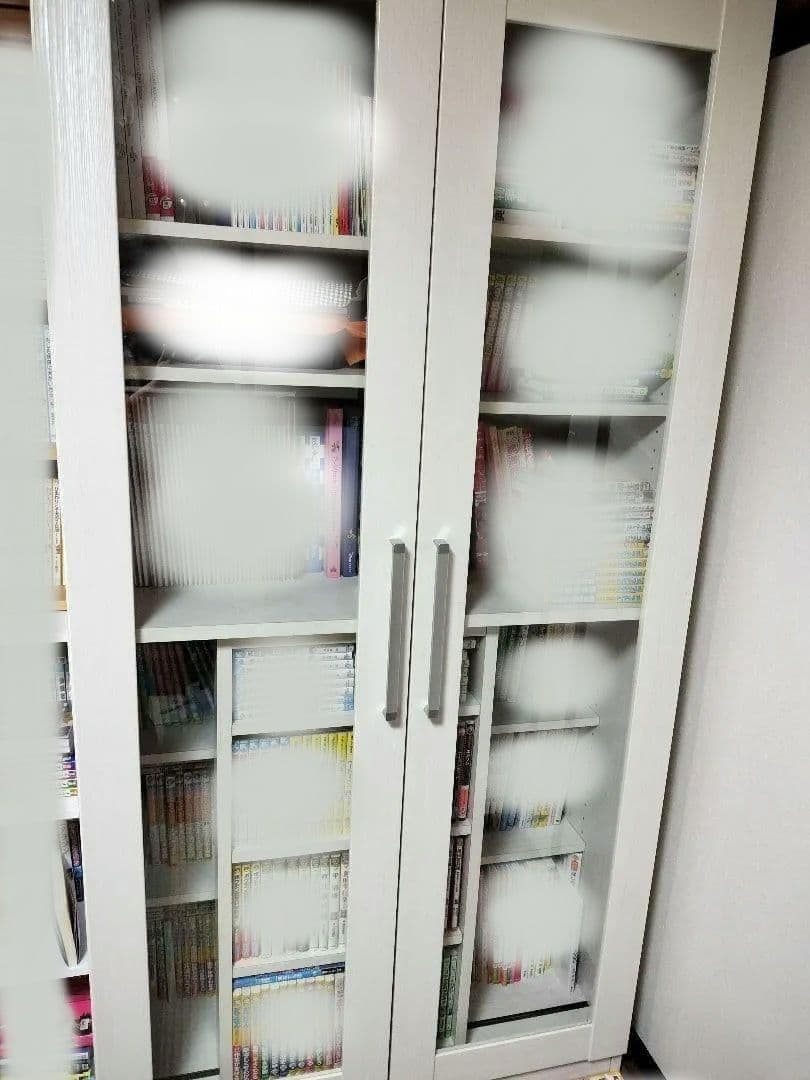 【現地引取価格】 ニトリ　本棚　扉付き　スライド