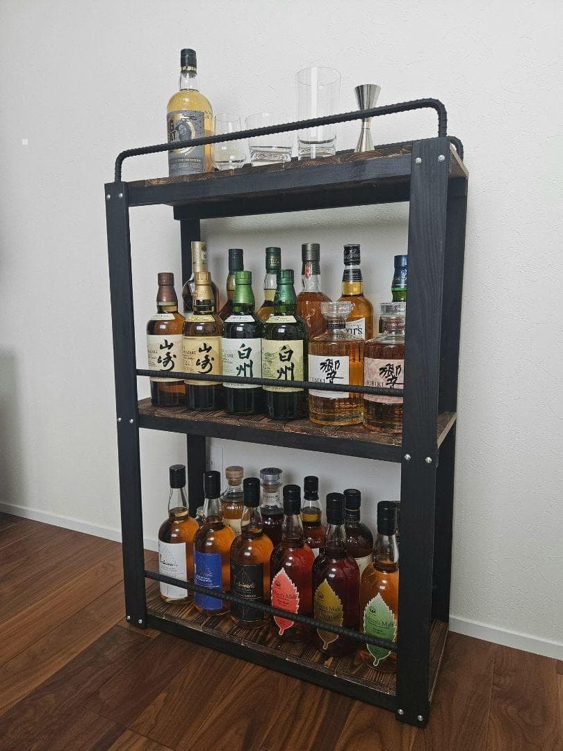 ウィスキーラック　男前インテリア　棚　インダストリアル　収納　お酒　多肉 111