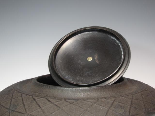 ★　山本閑浄　透木釜　銀つまみ　裏千家　十五代　鵬雲斎の花押★x628