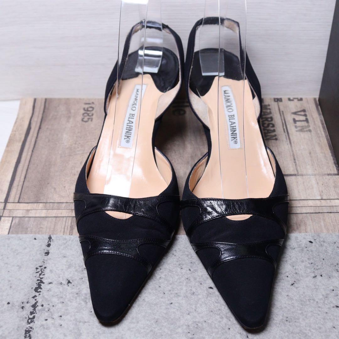 【美品】Manolo Blahnik マノロブラニク 24.5 キャロリン 黒