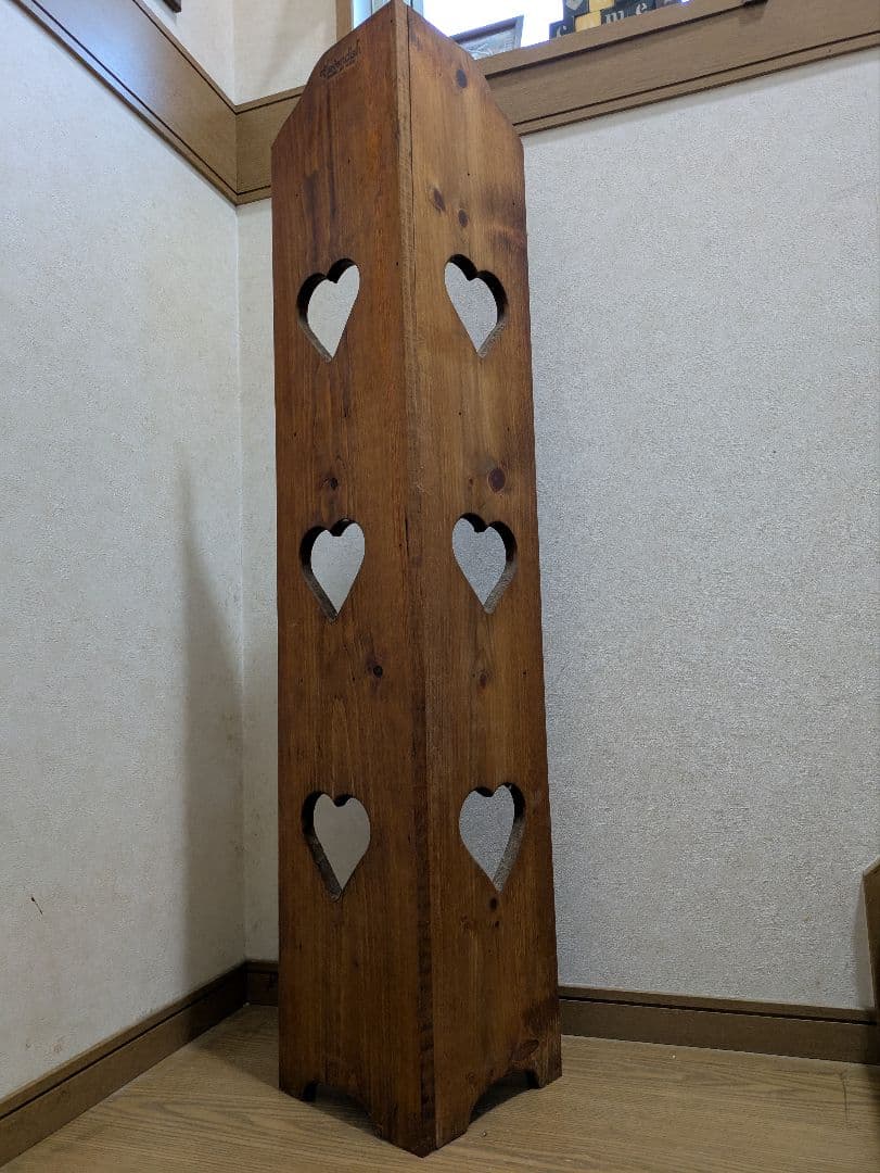 ハートくり抜き木製コーナーラック　4段