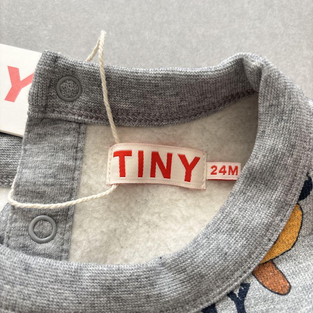 タイニーコットンズ　ロンパース グレー　犬柄　24M
