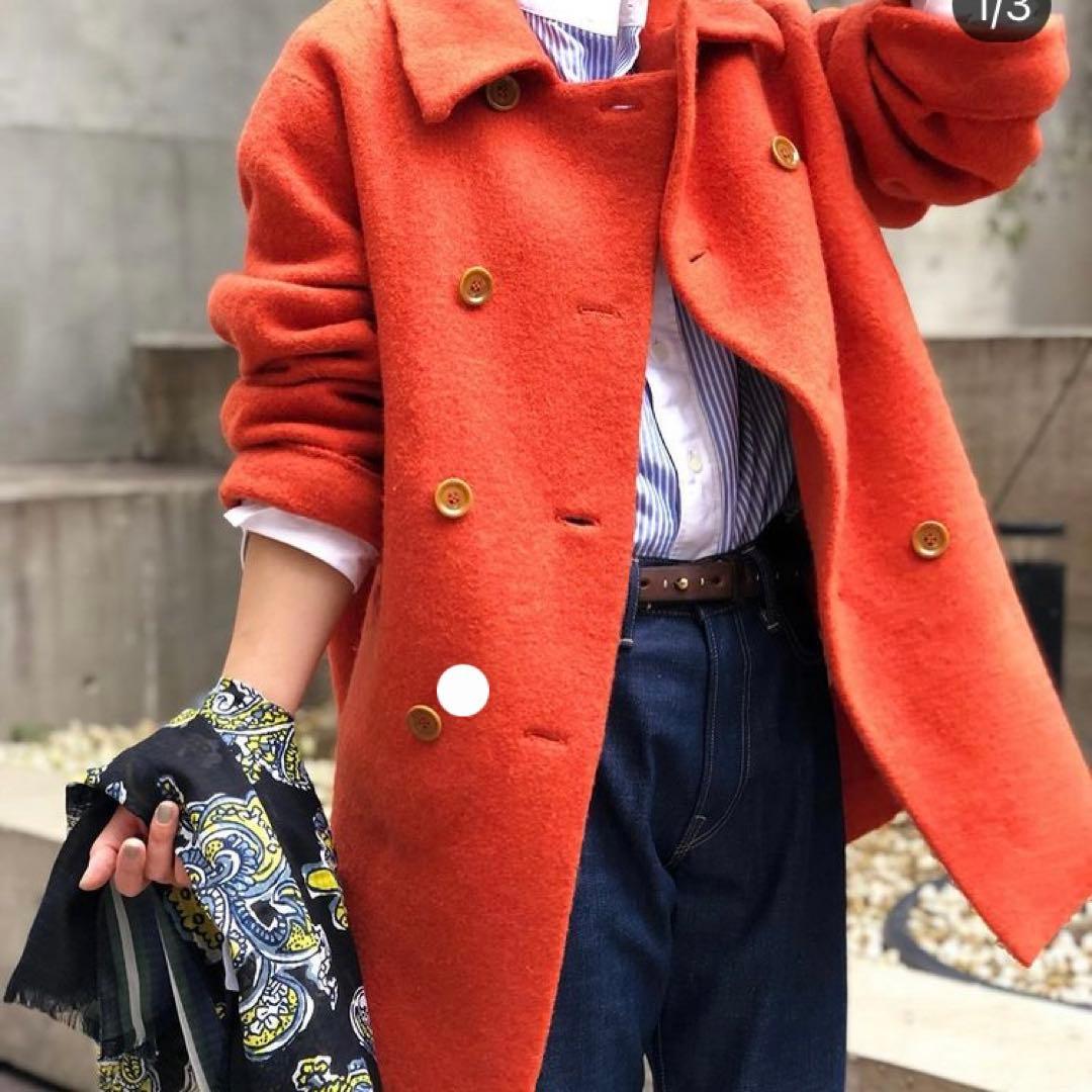 45R フロート縮絨のPコート　サイズ0のフリー