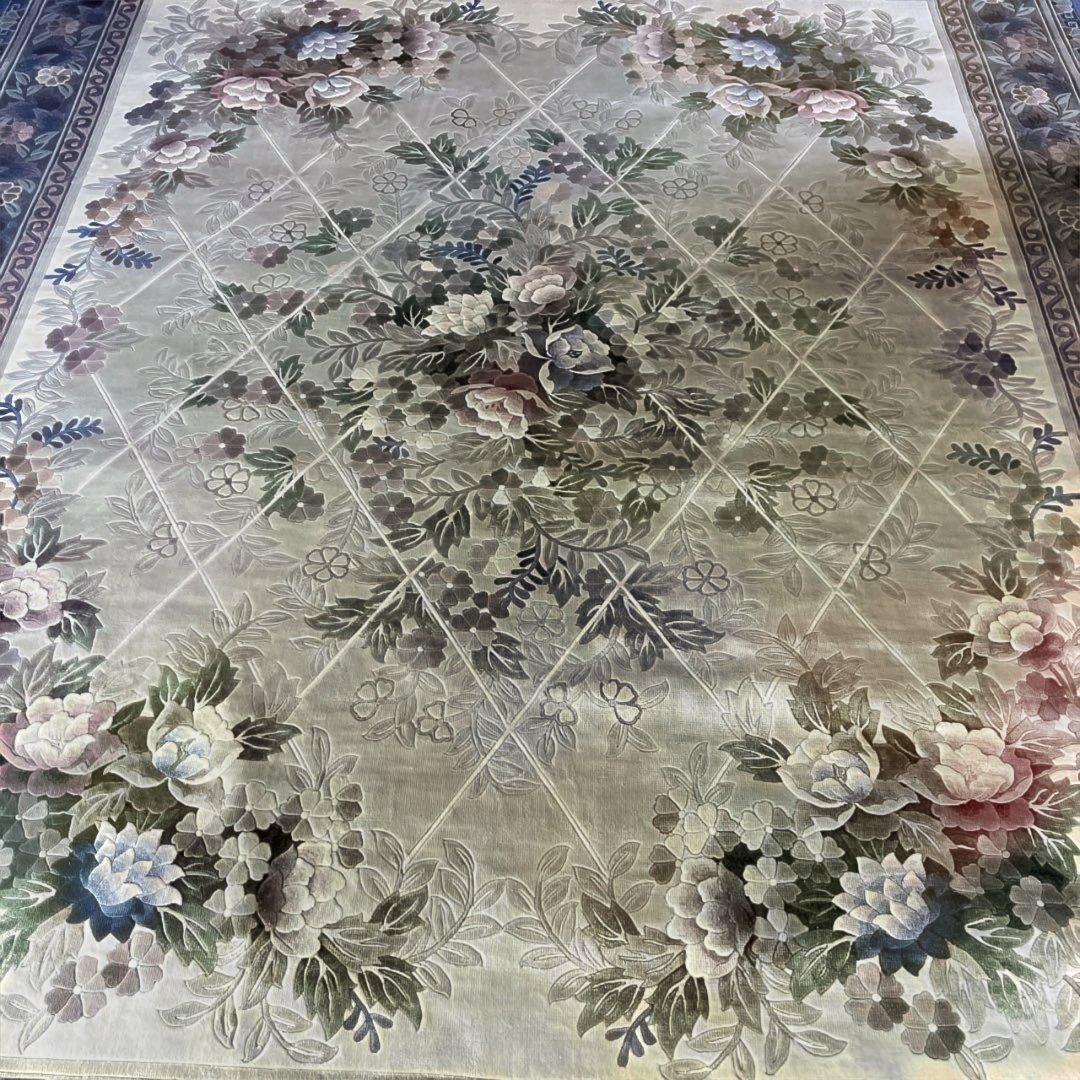 【美品】エクセルヒューマン購入　高級じゅうたん6畳　中国シルク　花柄カーペット