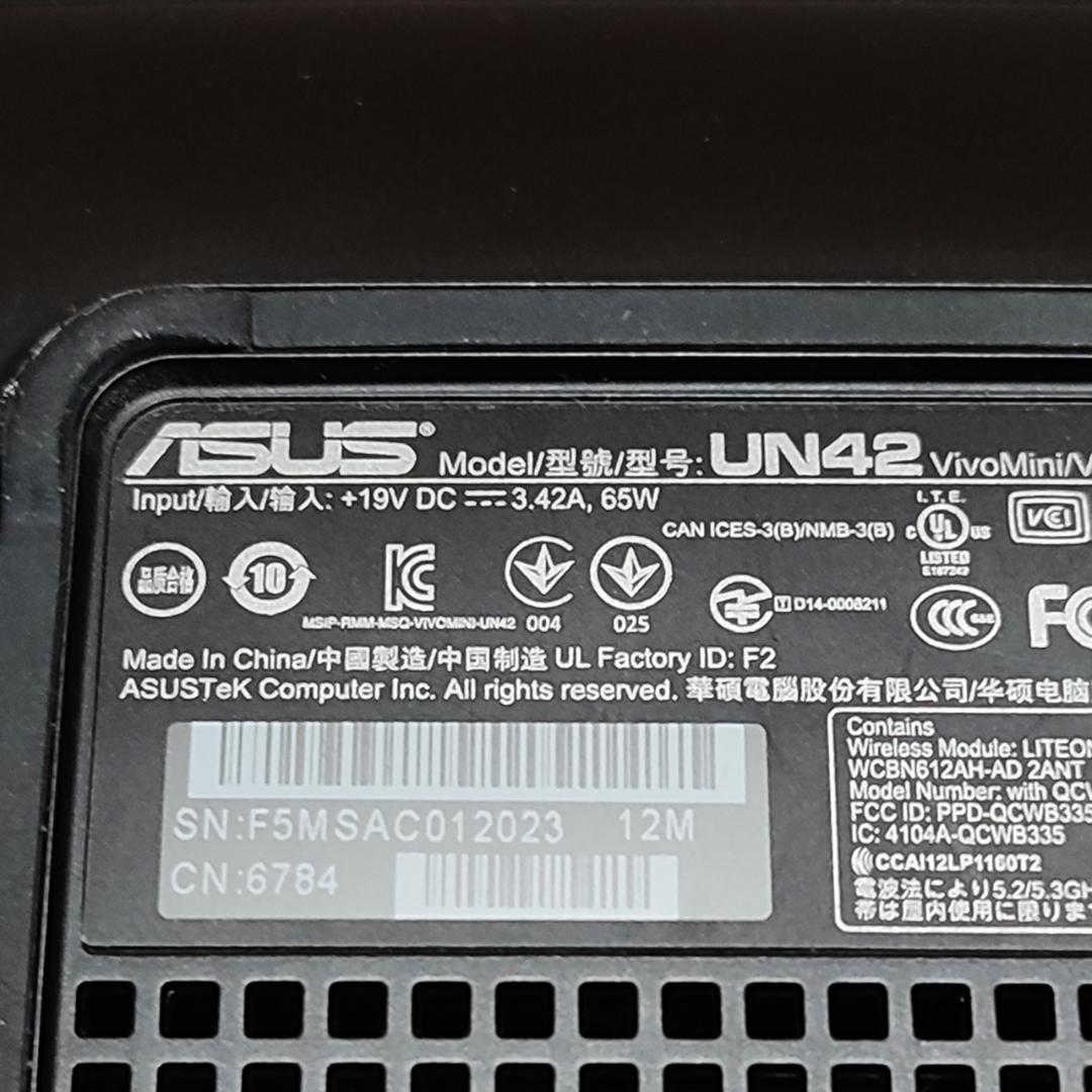 ミニPC ASUS UN42 Win11 SSD128GB メモリ8GB AC付