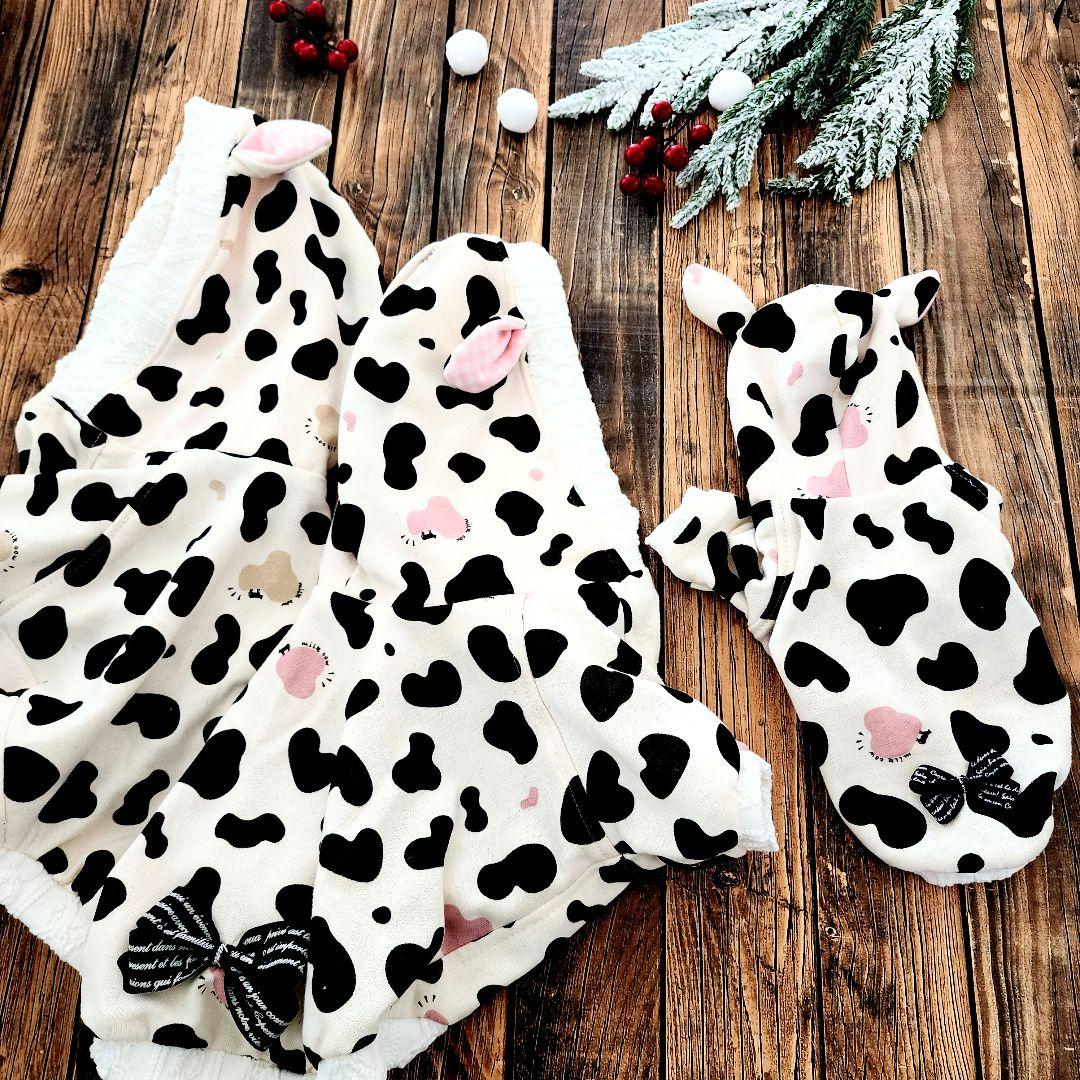 ぴーち様❤牛柄♡うし耳フード♡長袖♡ハンドメイド犬服♡