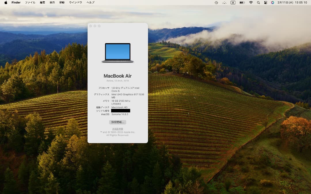 MacBook Air 2018 16GB/256GB 13インチ