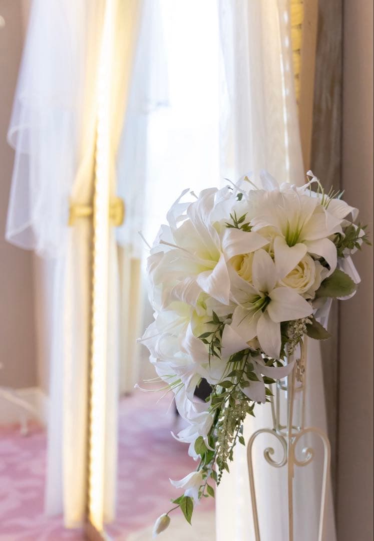 カサブランカ ブライダルブーケとブートニアセット アーティフィシャルフラワー