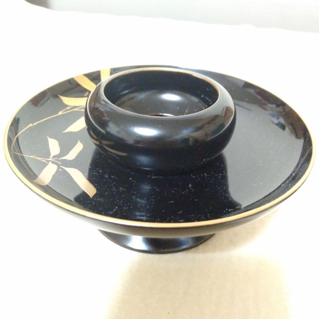 松竹梅蒔絵入　木製茶台十客　美品